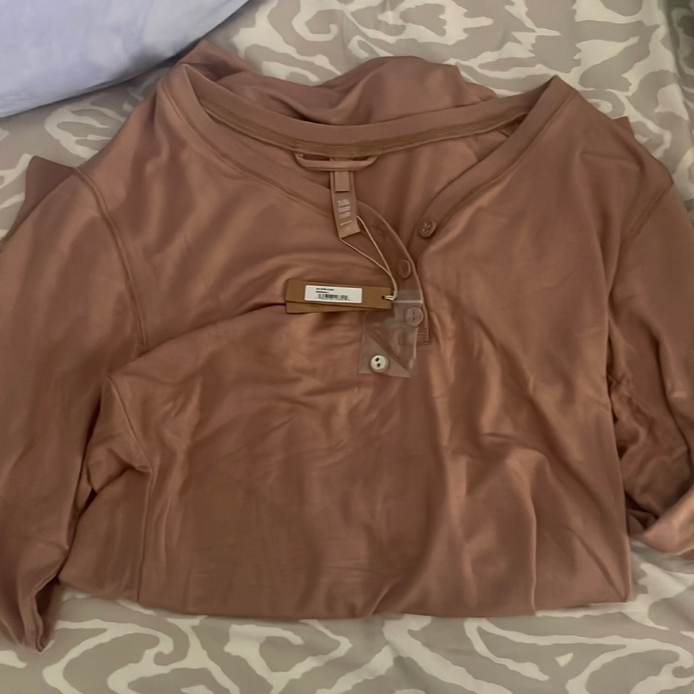 skims sleep henley dress in sienna